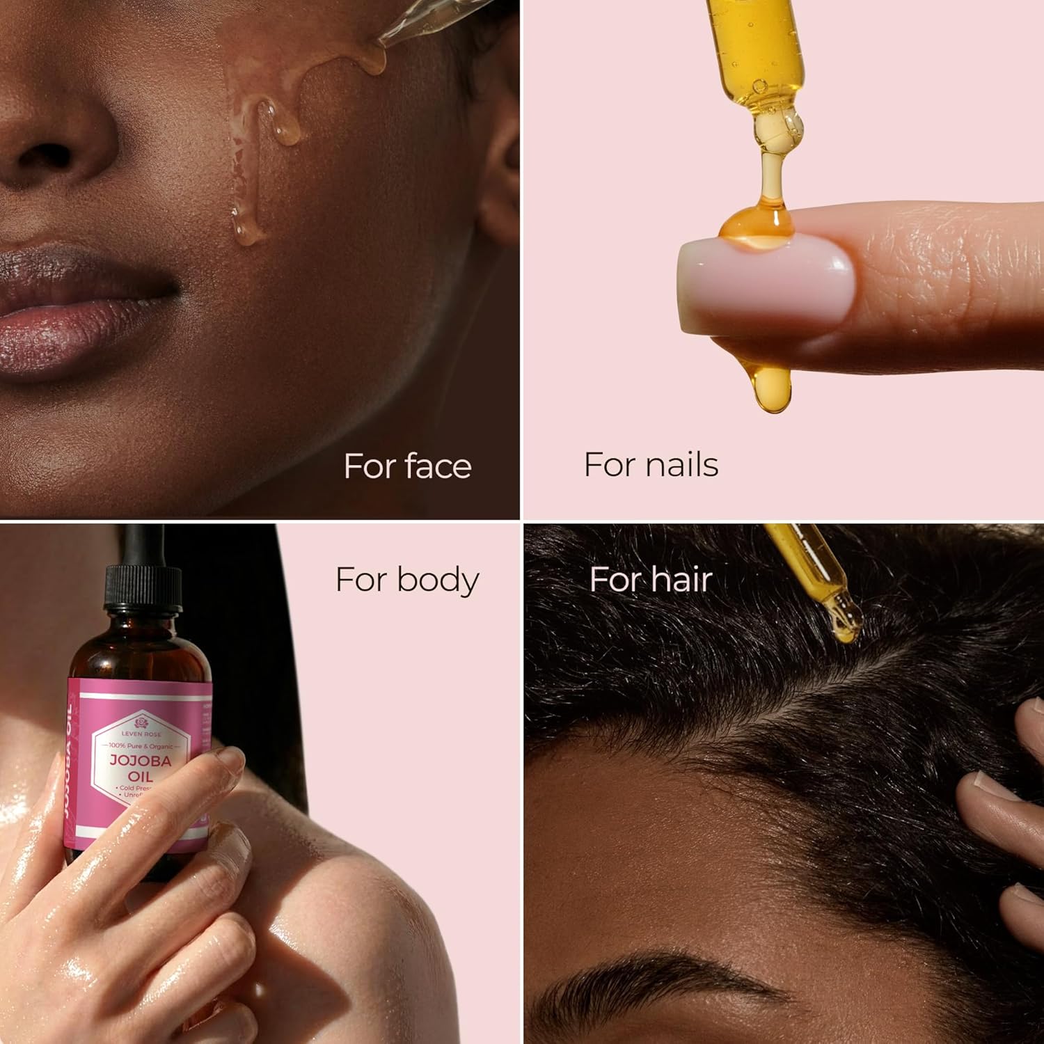 Jojoba Oil Organic, Pure Cold Pressed Carrier Oil, Natural Unrefined Moisturizer for Skin Hair and Nails 4 Oz